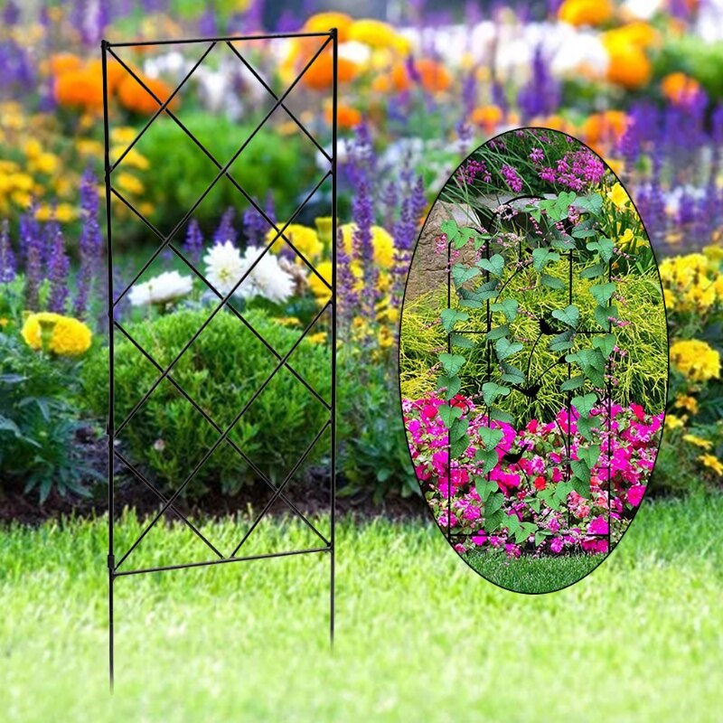 Treillis de fil métallique noir, plantes de jardin, vignes, treillis d'escalade, panneaux de treillis, clôtures décoratives, cadre de Support de fleurs