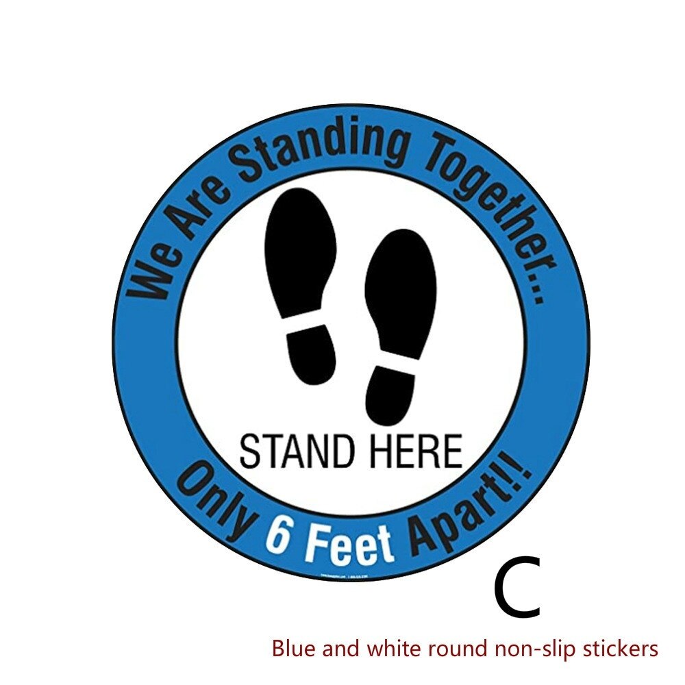 Keep Your Distance Safety Floor Sign Social Distance Circular Floor Sticker Anti Slip Mat: C