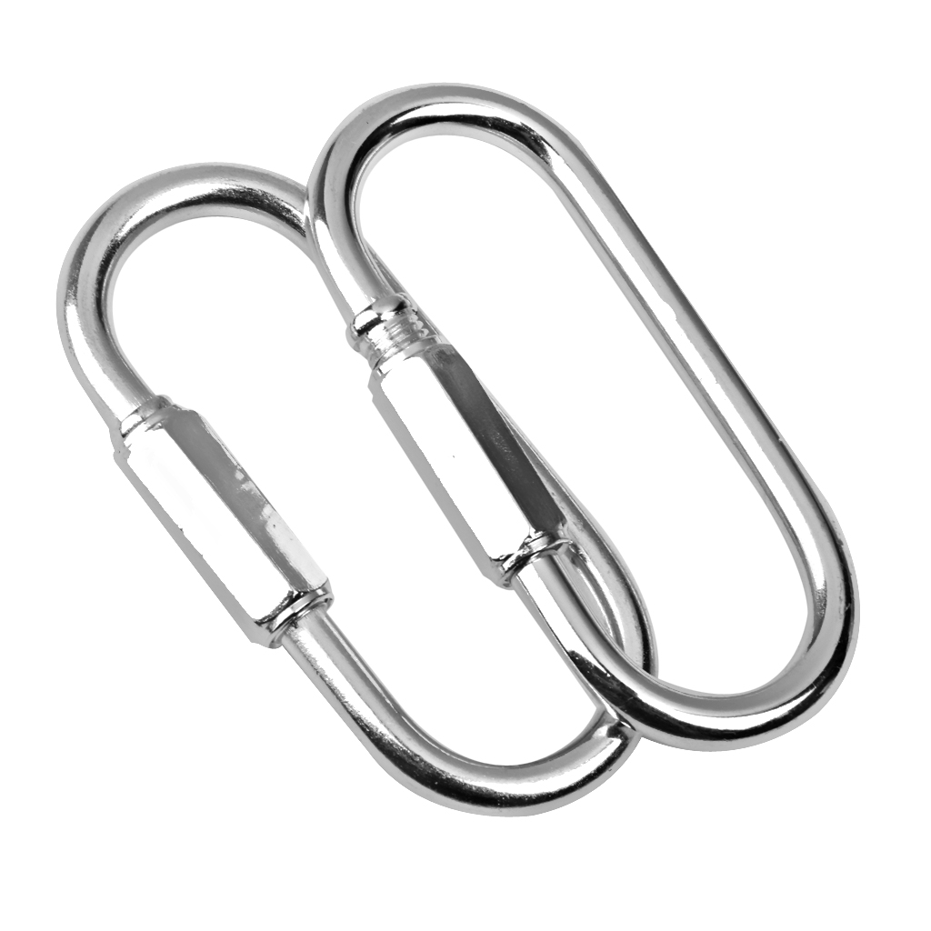 2 stycken slitstark karbinhake i silver 400kg för gunga, lekset, kedja eller rep  - 8 x 3.8cm