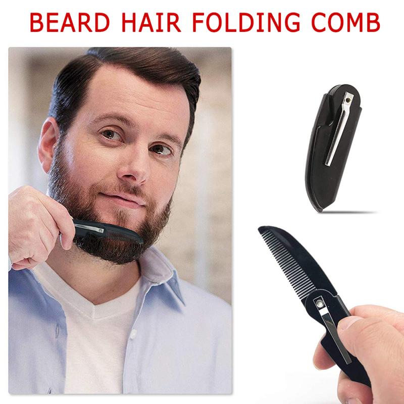 Men Beard Care Shape Styling Comb Trimming Guide Template ruler Pencil Folding Comb Manual Razor Timmer Small Scissors Tool Kit