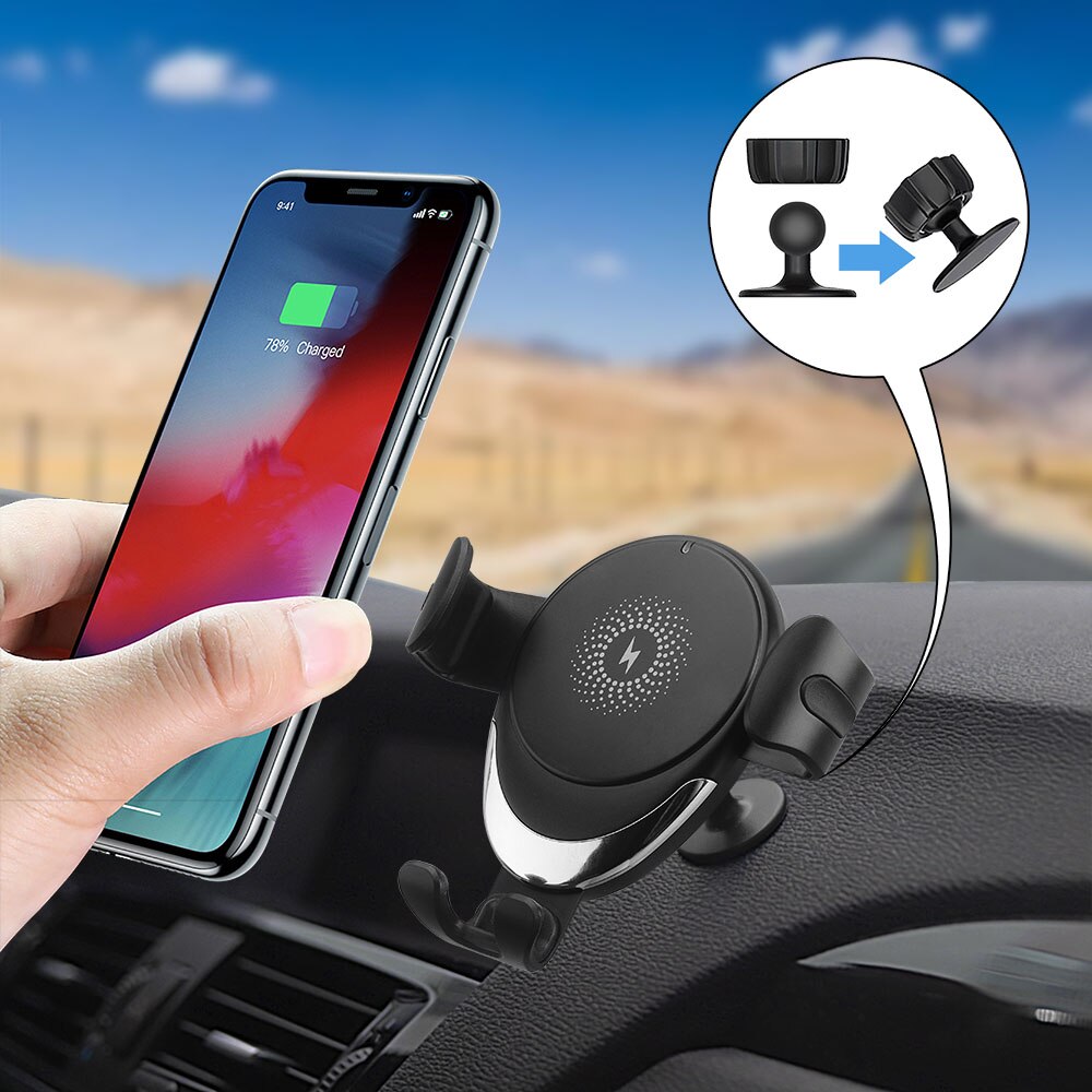 FDGAO Qi Auto Drahtlose Schnelle Ladung Stehen Halfter für iPhone 11 Profi Max Xs 8 USB Auto Telefon Ladegerät Halterung für Samsung S20 S10 S9