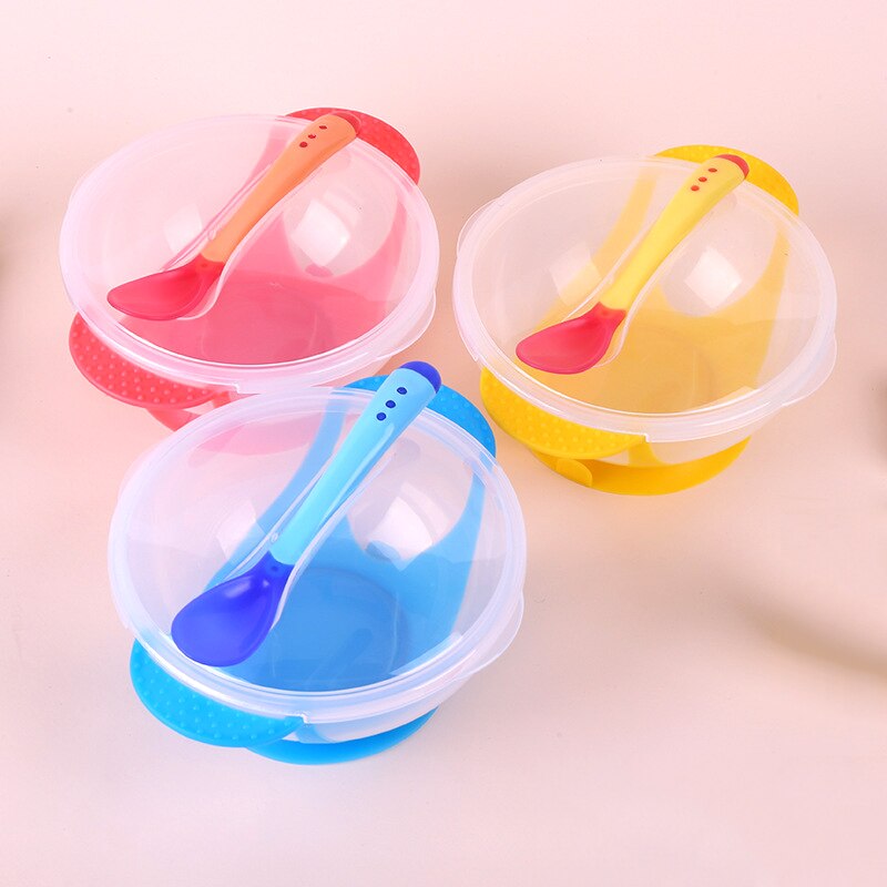 Bol bébé température détection alimentation cuillère enfant vaisselle nourriture bol apprentissage vaisselle Service plaque/plateau aspiration vaisselle ensemble
