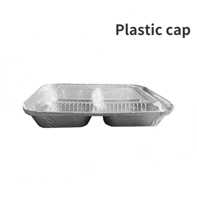 Plateau à dîner jetable en aluminium, avec couvercles, 3 compartiments, pour déjeuner, restes ou plateau à emporter, 780ML, 10 &amp; 30 pièces: with plastic lid-A / 30pcs