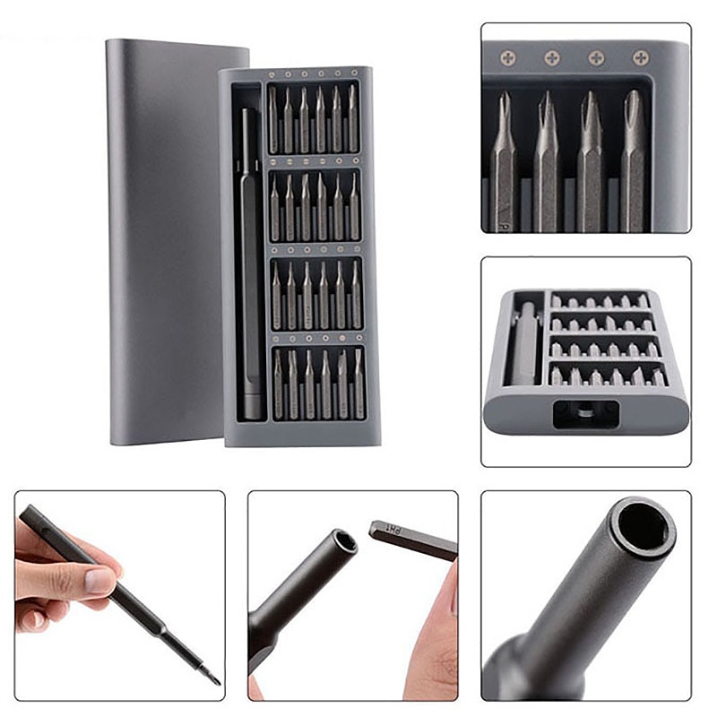 24 in 1 Fine Repair Screwdriver Set Aluminum Alloy Housing Precision Magnetic Screwdriver Set Mobile Phone Computer Maintenance
