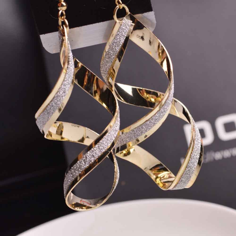 Übertrieben Peeling spirale Lange Ohr Manschette Clip Ohrringe Gold Schwarz Für Frauen Kein durchbohren Clip auf Ohrring Modeschmuck