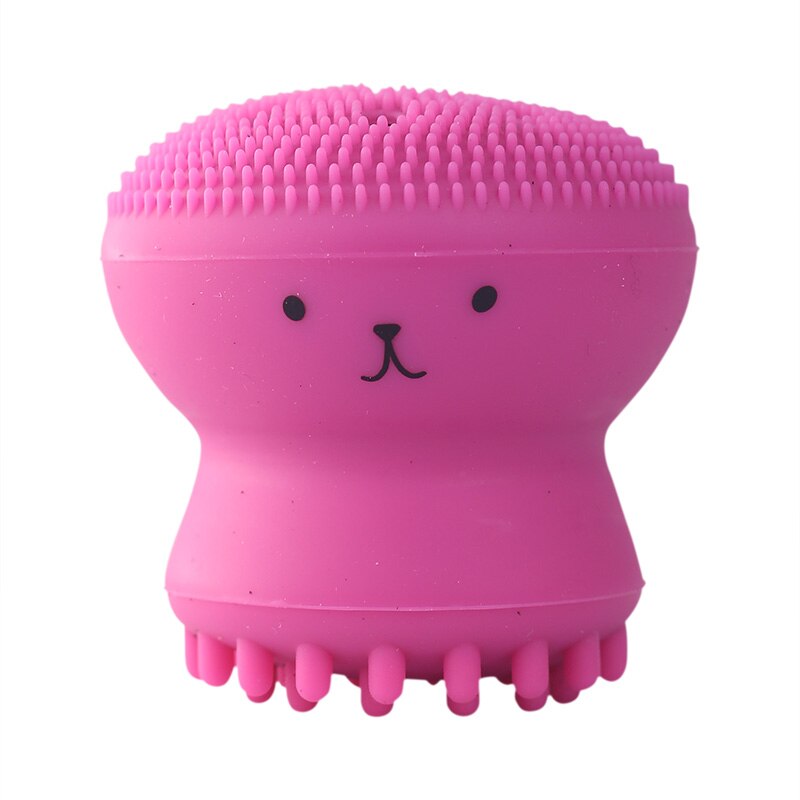 Silicone Small Octopus Facial Cleansing Brushes Face Deep Cleaning Washing Brush Massage Beauty Instrument Clean Pores/Exfoliate: Octopus Rose