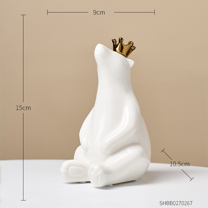 Polar Bear Ceramic Decoration Modern Home Decor Living Room Office Desktop Decoration Feng Shui Decoration Animal Statue: Sitting-white