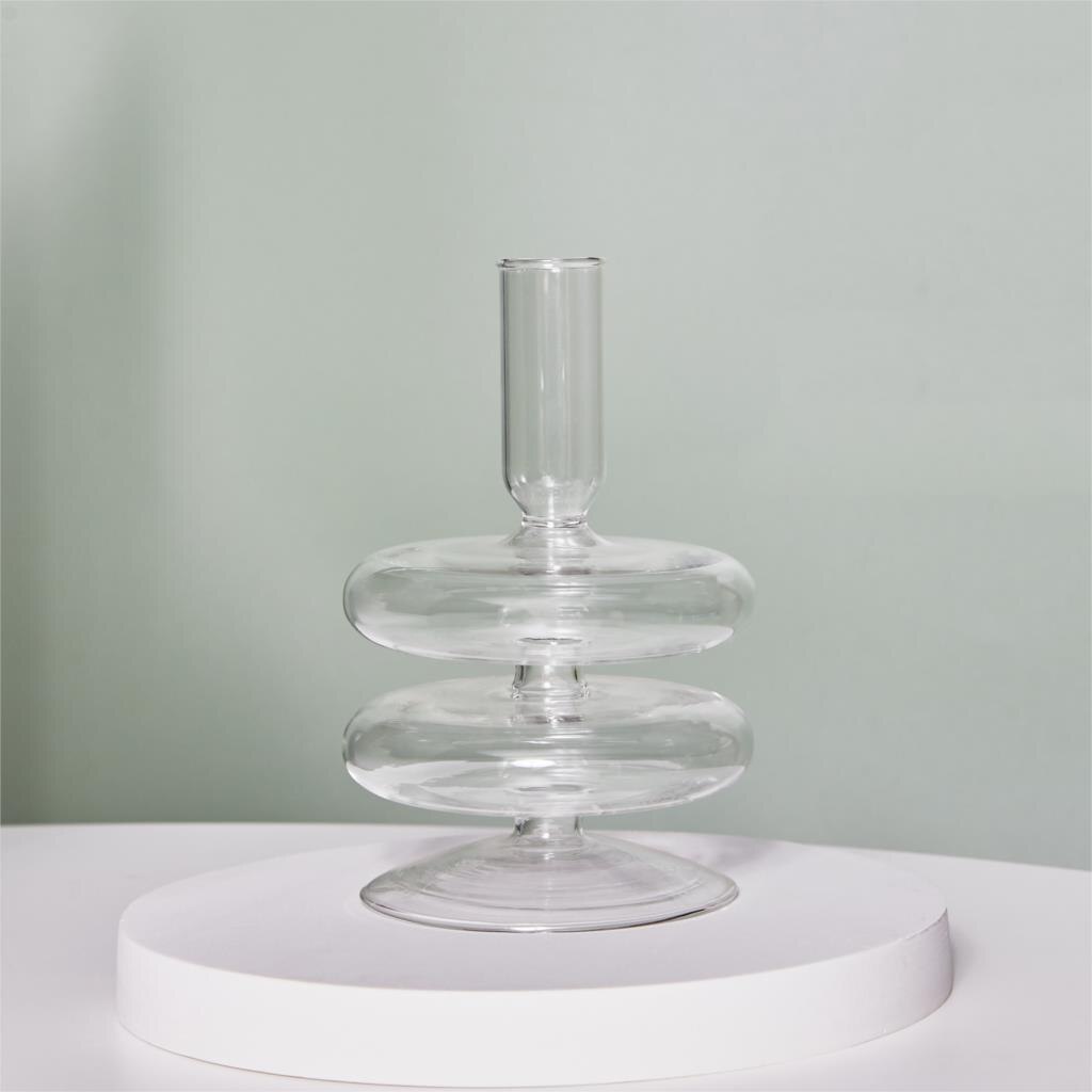Bougeoir en verre de Votive pour chandelier dîner bougies délicates fête centres de Table de mariage décoration de chambre à la maison: Clear 2tier