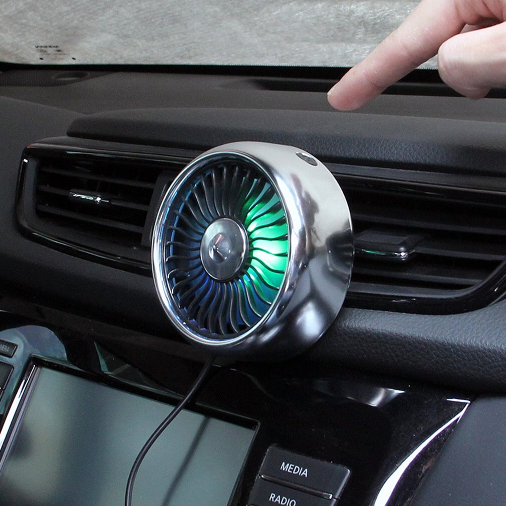 Air Conditioner USB Car Electric Fan Car Air Outlet Center Console Wind Expansion USB Mini Fan With Colorful Breathing Light