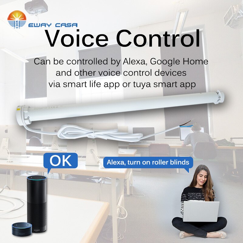 Tubular Motor 100-240V Alexa & Google Home Control Blind Motor For 38mm Tubular Tube Roller Blinds Motor TM-SF-PS