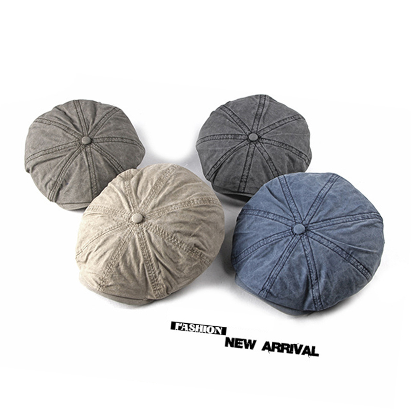 Gorros octogonales informales de ocho hojas para hombres, gorras de vendedor de periódicos, sombreros de pintores, boinas de algodón, gorras planas de espiga, Gavroche de 58-60cm