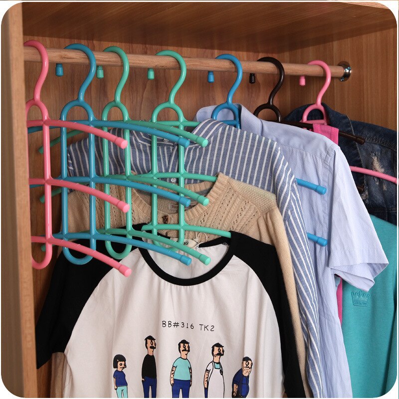 A408 home three-layer anti-slip plastic clothes hangers fishbone multi-layer clothes hanger