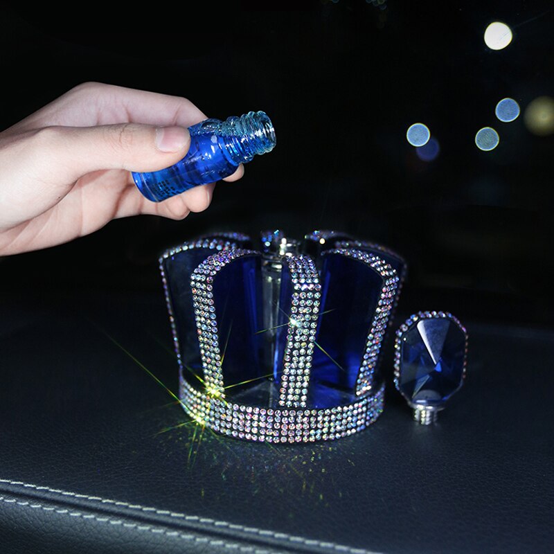 Rhinestone krone bil luftfriskere parfume duft krystal ornament diamant luftudløb udluftning frisk bil