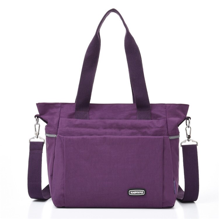 Bolso de hombro de nailon para mujer, bandolera de gran capacidad, resistente al agua, para el trabajo: Purple
