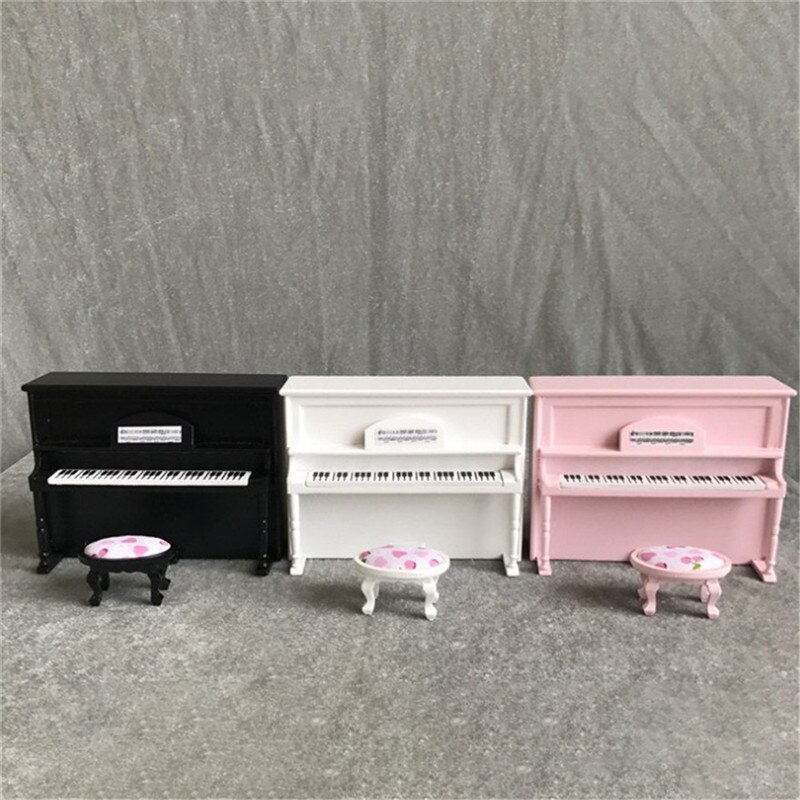 1 Set Miniature Wooden Piano Children's Toys Mini Doll Scale Model for 1/12 Dollhouse Wood 1:24 > 3 Years Old Panghuhu88