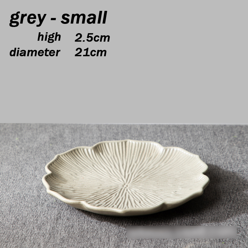 Assiettes pour aliments, 2 tailles, 4 couleurs, vaisselle moderne, Style japonais, Roses en céramique, service de table: grey small