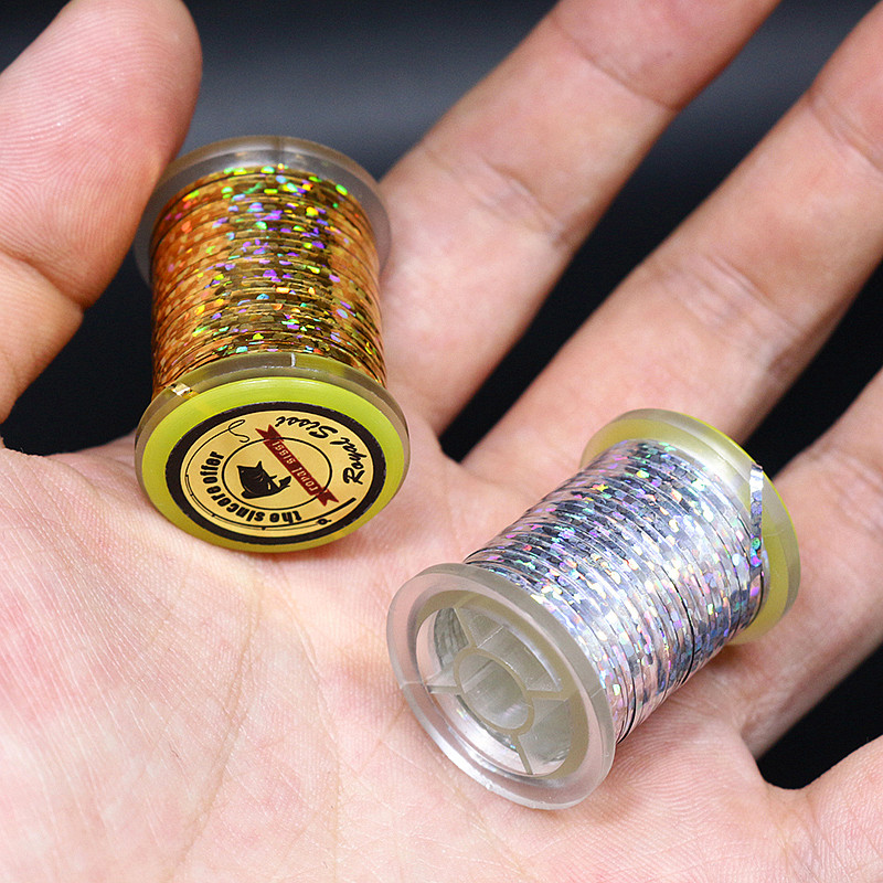 1 spole flugbindande platt mylar glitter flashtejp holografisk glitter spolad för klassiska streamermönster och flashback nymfer