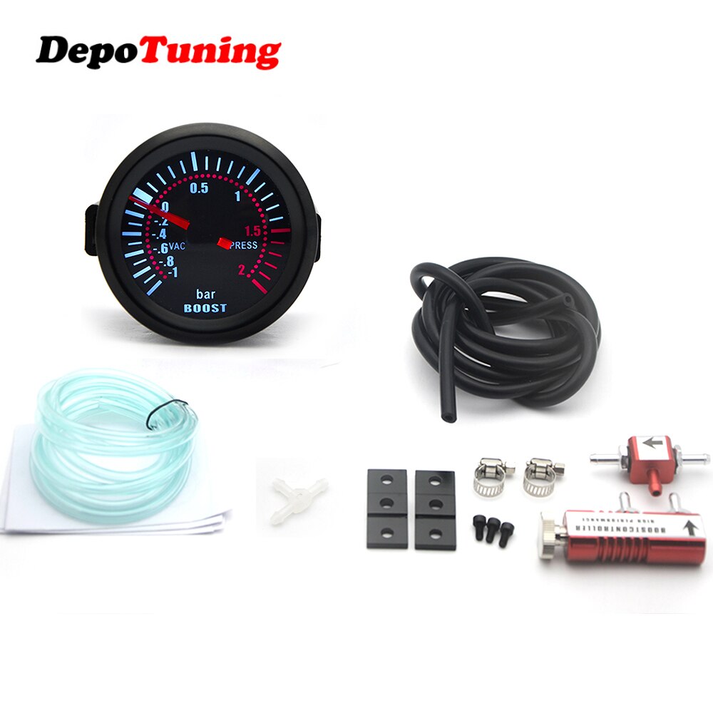 2 " 52mm turbo boost gauge  -1-2 bar bil rök len med justerbar auto turbo boost controller kit