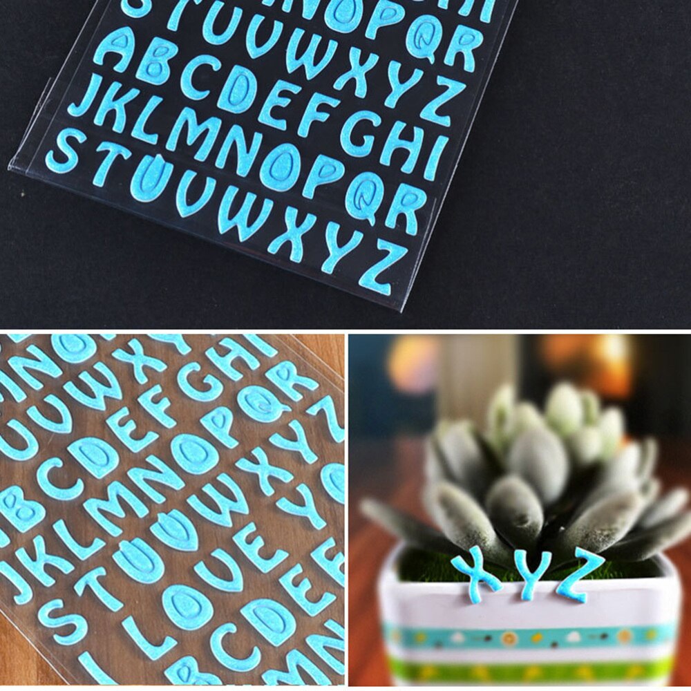 6 Sheets Colorful Letter Glitter Stickers Numbers Alphabet Stickers DIY Stock Stickers (Random Pattern)