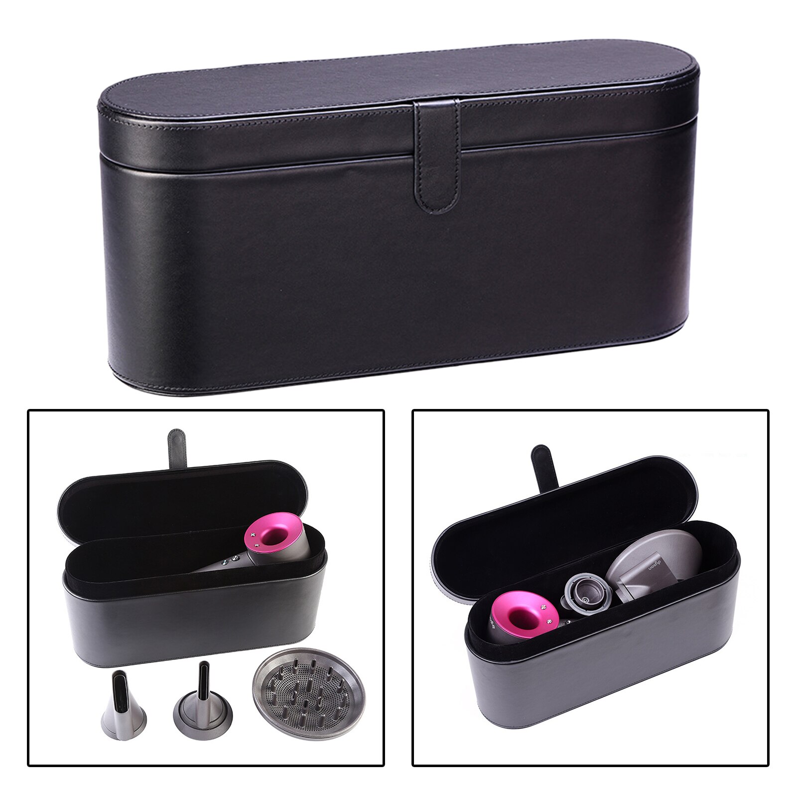 Portable PU Hair Dryer Storage Box for HD03 Dyson Supersonic Hairdryer Fits Accessories Air Brush Organizer: Black