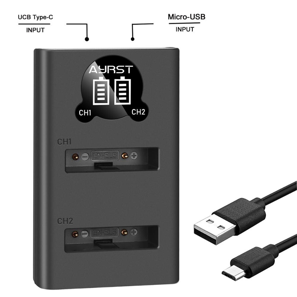 2 Pcs EN-EL5 ENEL5 Camera Batterij + Dual Usb Lader Voor Nikon Coolpix P530 P520 P510 P100 P500 P5000 P5100 p6000 3700 4200