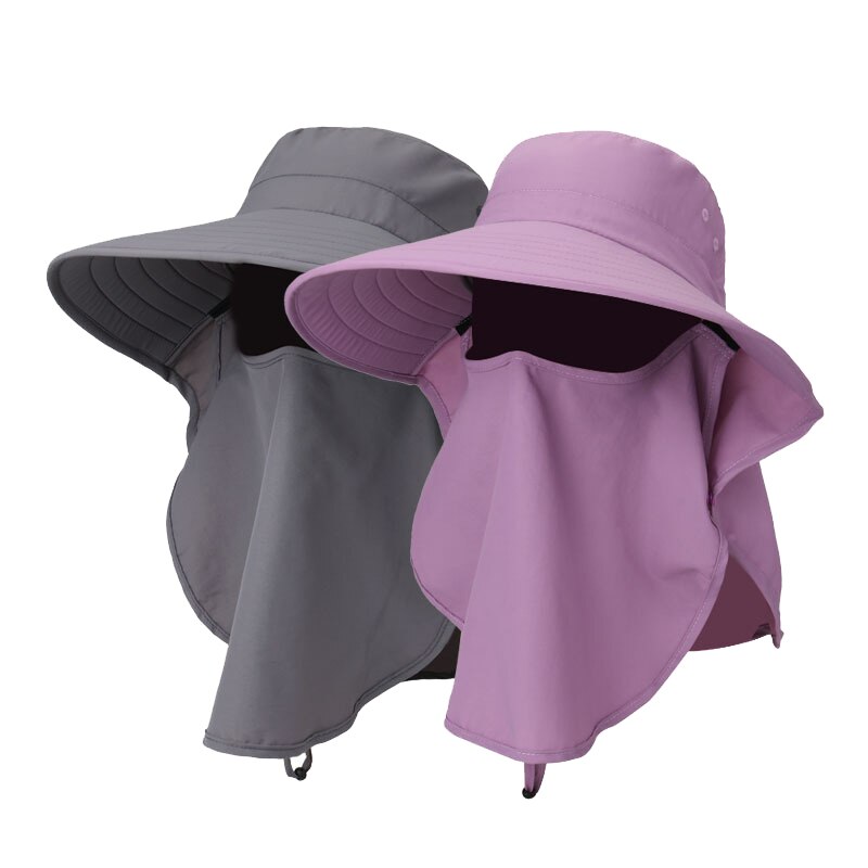 Protection du visage contre les gouttelettes casquette de pêche été en plein air Protection solaire cou visage rabat chapeau large bord