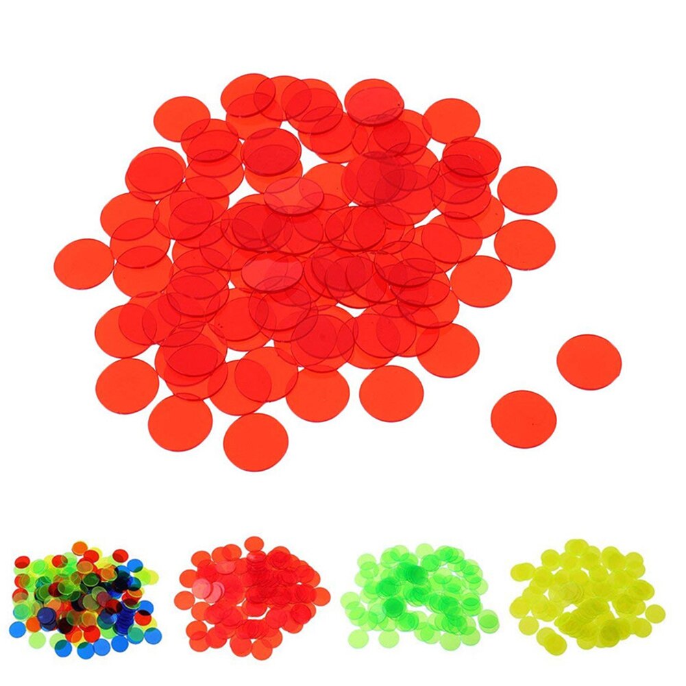 100Pcs 19Mm Kids Bingo Chips Transparante Kleur Tellen Math Game Tellers Markers Plastic Kinderen Onderwijs Accessoire Speelgoed