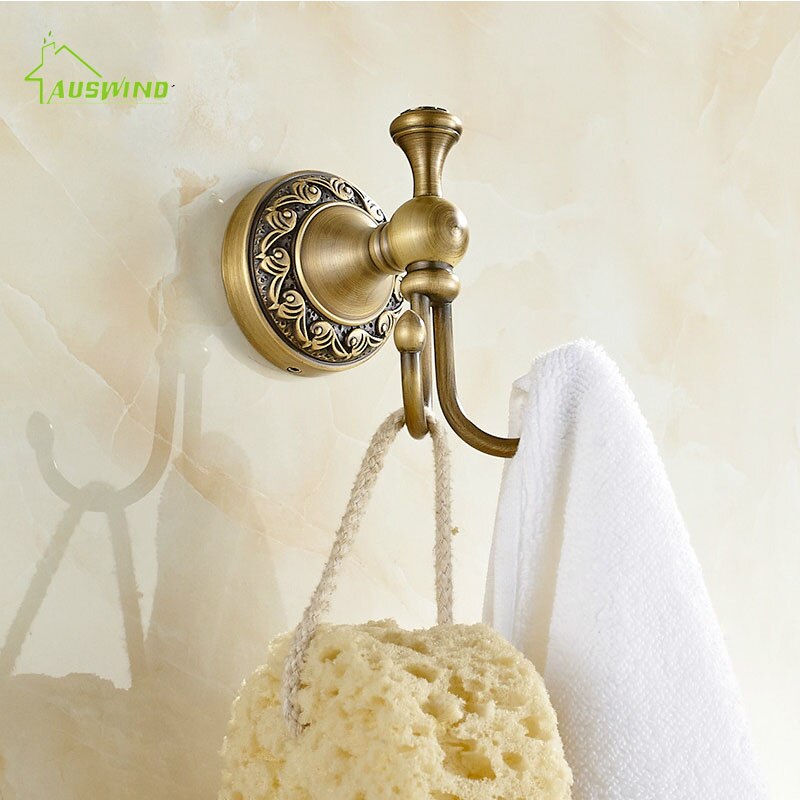 Antique Brushed Brass Bathroom Accessories Sets European Carving Bronze Bathroom Hardware Set Bathroom Products Rw2