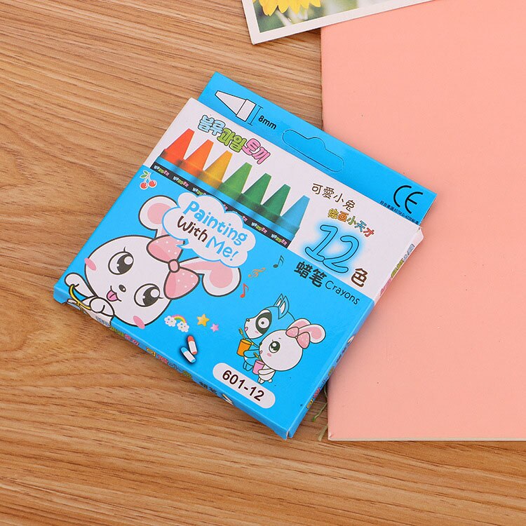 Juego de crayones de colores Kawai 8/12/24 para niños, grafiti, dibujo de bocetos, papelería coreana, suministros escolares de oficina: 12 color blue pack