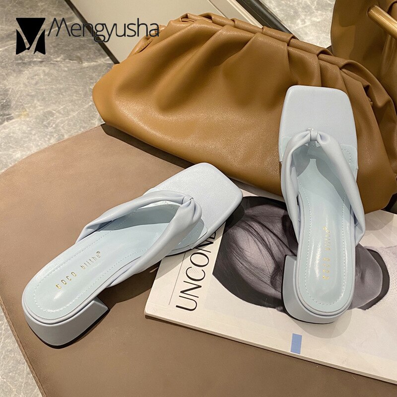 Rome Clip Teen Solid Slingback Vrouwen Sandalen Fee Schoenen Vrouw Slippers Slip Op Chunky Med Hakken Gladiator Sandalias Femme