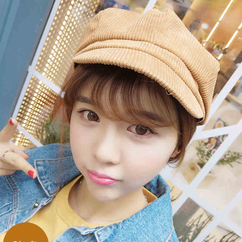 mujeres Vintage gorro de pana ocio Inglaterra estilo Retro Octagonal sombrero para damas pintor invierno
