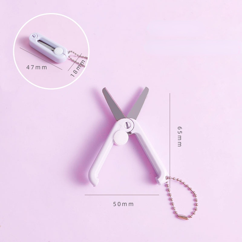 Stainless Steel Small Scissors Portable Mini Scissors Retractable Folding Scissors Multifunctional Safe and Cute: Purple 1pc