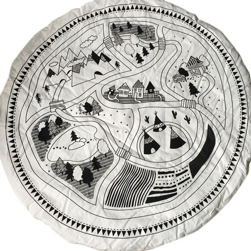 Round Baby Play Mat Soft Padded Crawling Blanket Kids Car Track Puzzle Rug Children Play Crawl Carpet Mat Photo Props