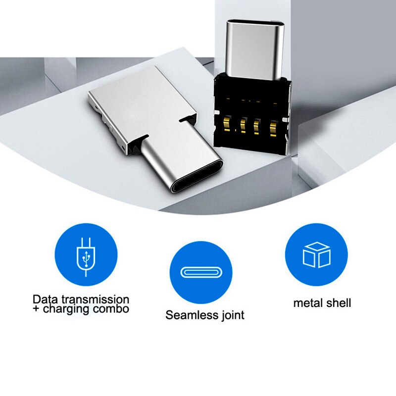 5 stk ultra mini type-c usb-c til usb 2.0 otg adapter til mobiltelefon tablet & usb kabel & flash disk