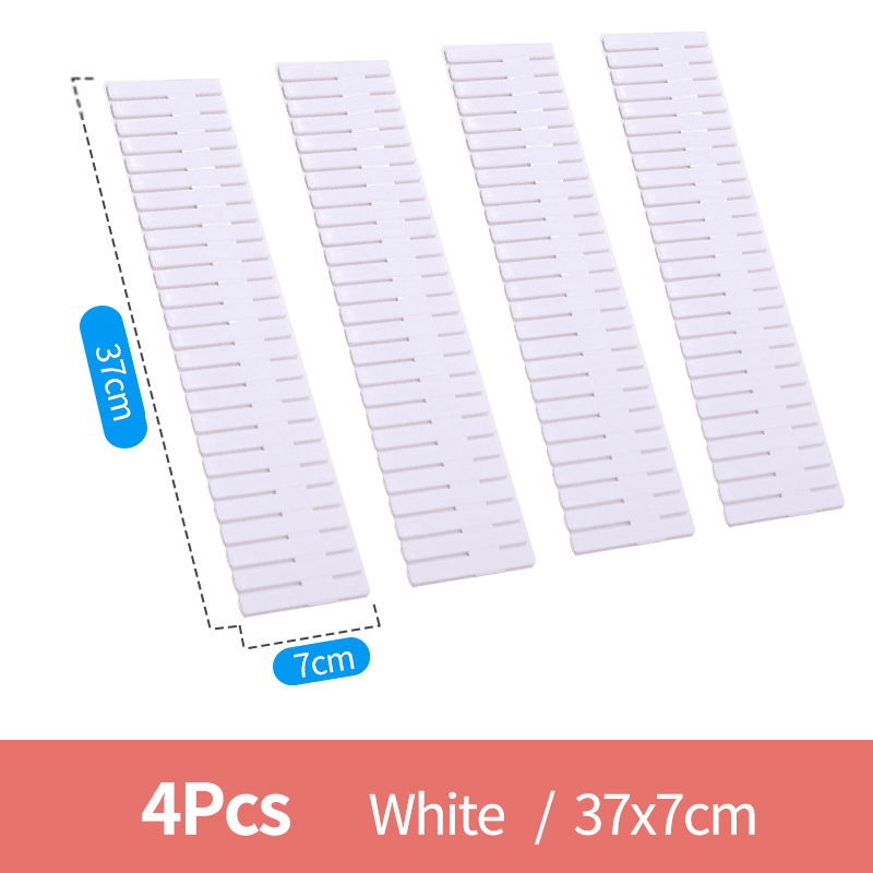 2/4Pcs DIY Adjustable Storage Partition Board Plastic Drawer Divider Free Combination Partition Board Space-saving Division Tool: 4pcs white 37x7cm