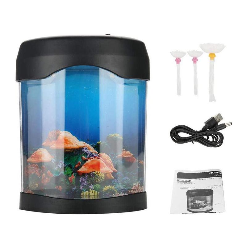 Mini Aquarium Jellyfish Lamp Night Home Decor USB Connection Artificial Fish Lighting Tank Changing LED Electric Color Bedr Z3P1