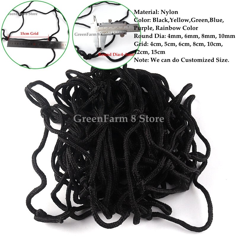 4/5/6/8/10/12/15cm Grid Black Color Stairs Toddler Safe Deck Anti Falling Net Nylon Safety Protection Nets Round Dia 4~6mm