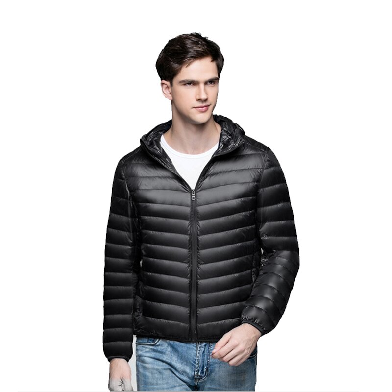 Märke 90%  vit dunjacka herr höst vinter varm kappa män ultralätt dunjacka herr vindtät parkas: M