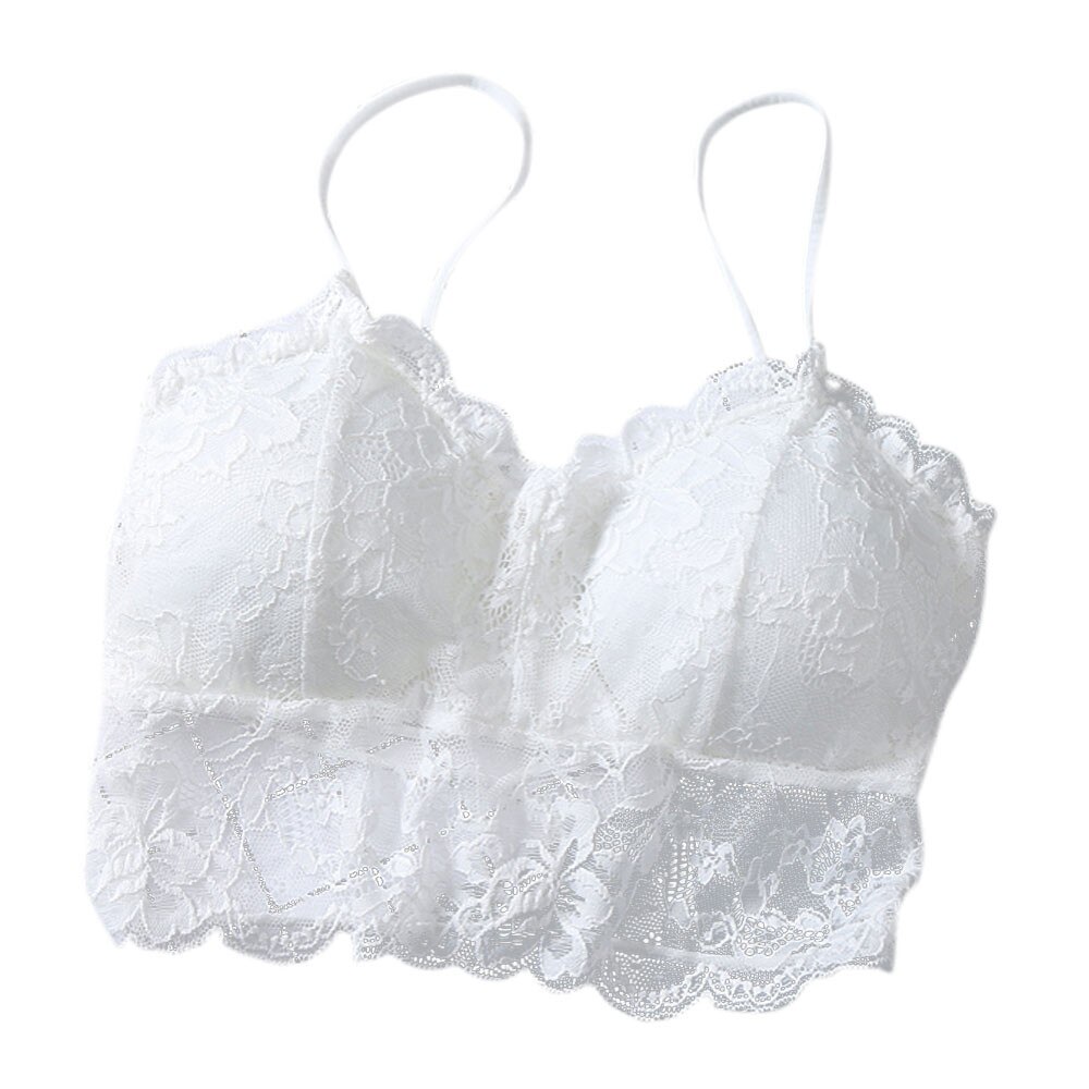 30 # la ropa interior de las mujeres deportes Bras de encaje Bralette Sexy chaleco tener un relleno en el pecho con Push Up deportes ropa interior Sujetador deportivo tapa del tanque: White
