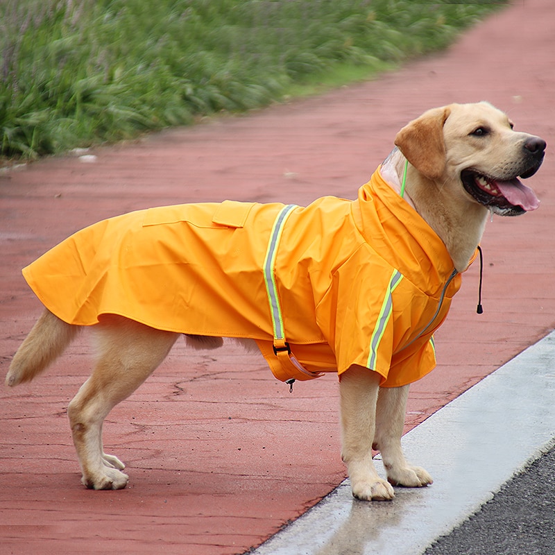 Dog Raincoat Pet Rain Coat for Dog Clothes Hoodies with Hat Reflective Tape Waterproof Rain Jacket for Medium Large Dog slicker