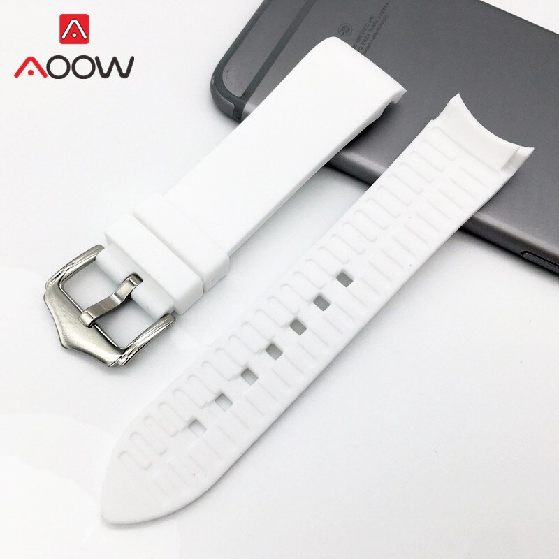 18Mm 20Mm 22Mm 24Mm Zachte Siliconen Band Universele Elleboog Arc Rubber Band Sport Waterdicht Vervanging Armband horloge Accessoires: White / 18mm