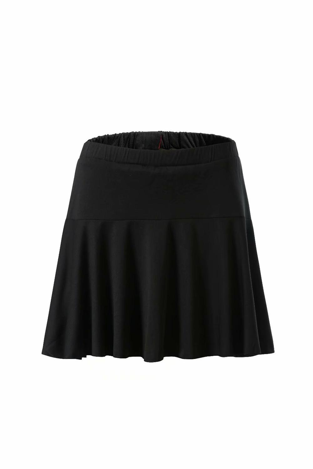 Dam sportkjol snabbtorkande badmintonkjol med shorts i veckade byxor 2 in 1 shorts tenniskjol tjejer cheerleaders skorts: Svart / Xl