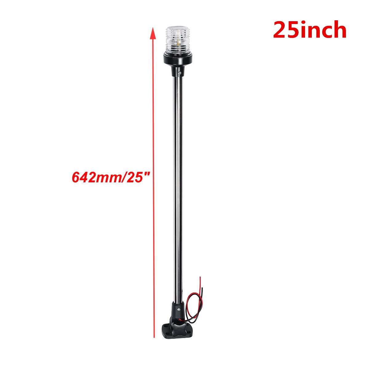 Fäll ner 12-24v 9.8/16/25 marina för båt led navigationsljus marina för båt yacht akter ankare ljus led segel ljus: 25 tum