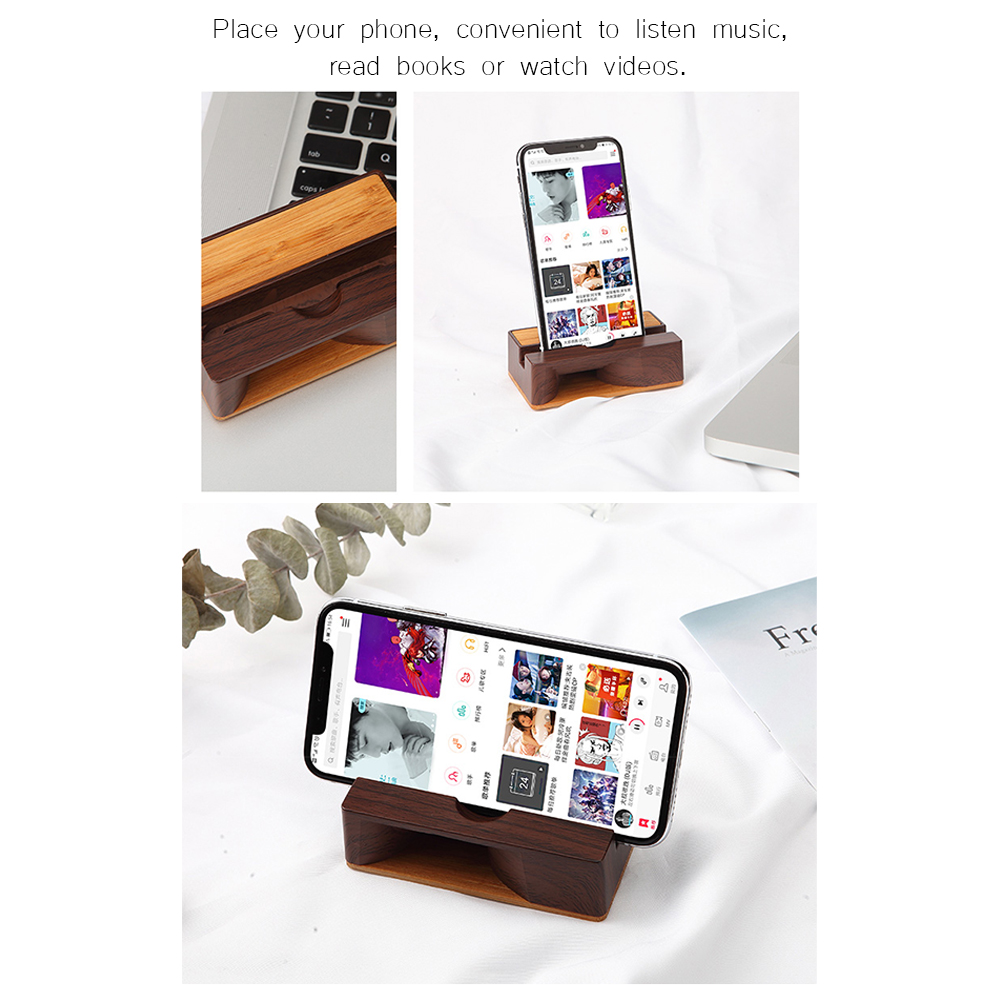 Mobile Phone Loudspeaker Speaker for iPhone Samsung Sony Wooden Color Holder Sound Amplifier Multifunctional Desktop Stand