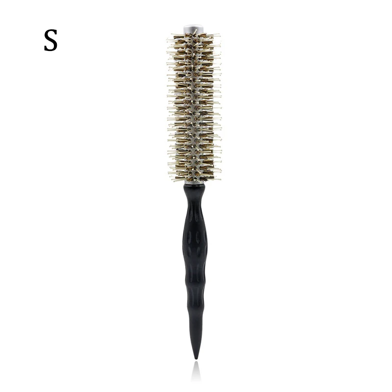 Escova redonda de cabelo profissional para salão de beleza, cerdas de javali de cerâmica, antiestática e resistente ao calor, ferramenta de estilo para cabeleireiro e barbeiro: Vermelho