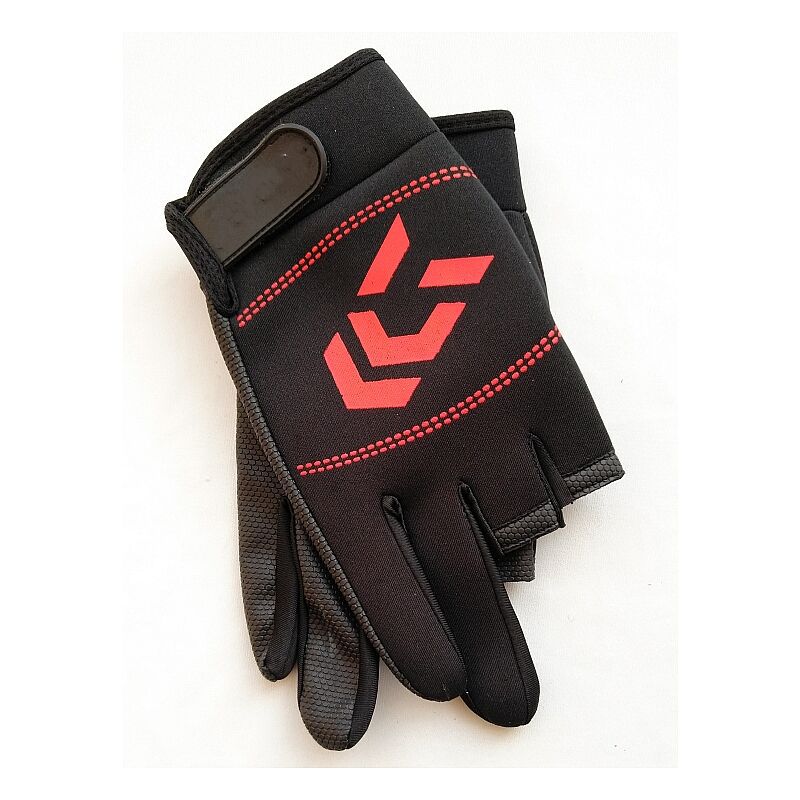 DAWA Fishing Gloves Outdoor Non-slip Fishing Protective Gloves Three Fingers Cut Half Finger Gloves Two Fingers Cut Gloves: Red