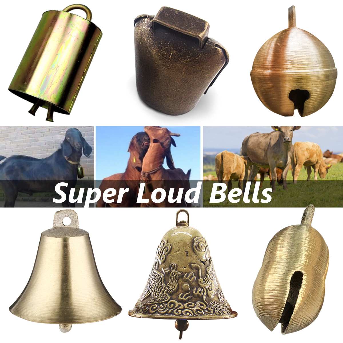 Campanas de cobre de vaca, caballo, oveja, ganado, oveja, timbre fuerte, Crisp, extender más fuerte, prevenir la pérdida de mascotas, campana de decoración