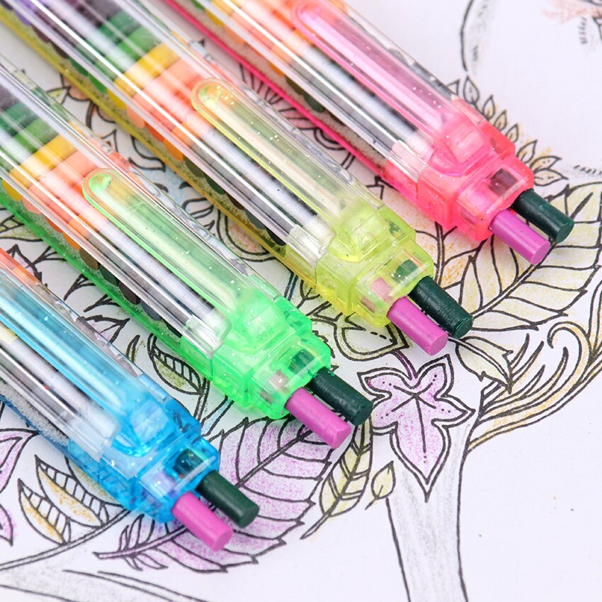 Crayones de colores Kawaii para niños, lápiz de cera para pintar, 20 colores, papelería,