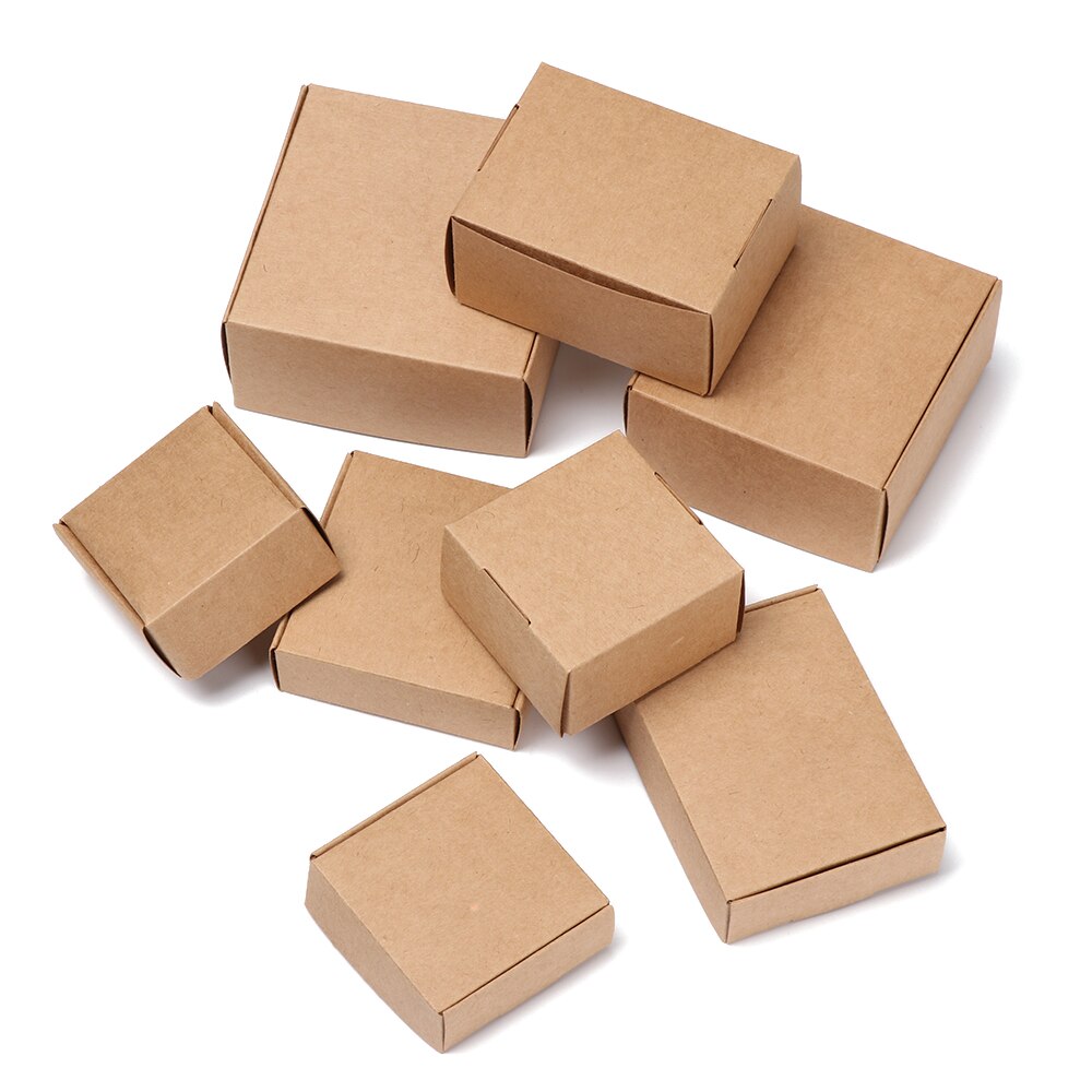 10 stücke 9 größen Kleine Kraft Papier Box Handgemachte Süßigkeiten Lagerung Verpackung Hochzeit Event Party Karton Paket Schmuck Box