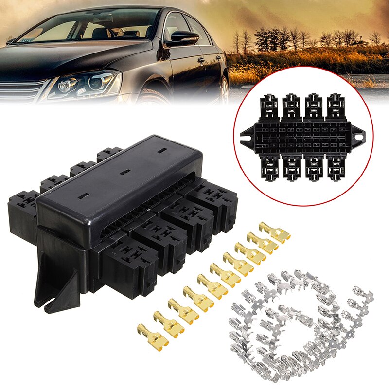 20 Way Fuse Relay Box Holder Block Circuit Protector with 40pcs Terminals Car Auto Standard Fuses Holder Replacement Part